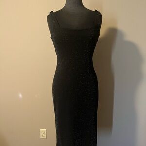Sophisticated Black Glitter Midi Dress